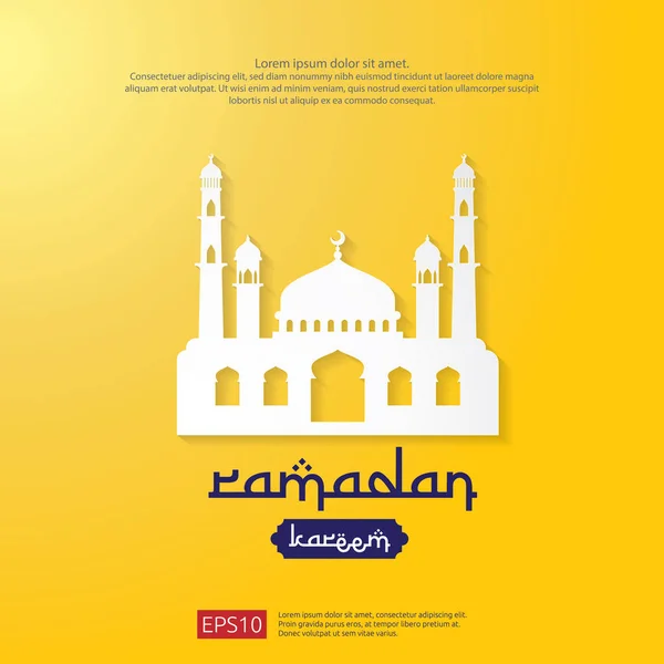 Ramadan Kareem wenskaart. het ontwerp van de islamitische banner met silhouet element van maan en koepel moskee. achtergrond vectorillustratie. — Stockvector