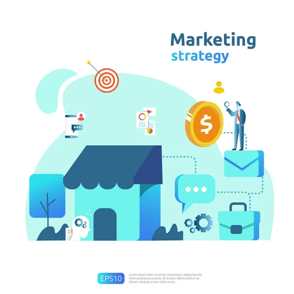 Digital mobile και affiliate online social media marketing στρατηγική έννοια. παραπομπή ενός φίλου διαφήμιση περιεχομένου προώθηση στρατηγική διάνυσμα banner εικονογράφηση. — Διανυσματικό Αρχείο