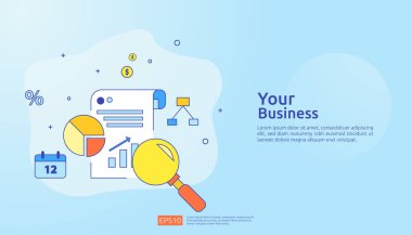 belge veri raporu konsepti yatırım analizi, planlama araştırması, iş istatistikleri ve mali denetim hesapları kağıt tablosu, dizüstü bilgisayar, büyüteç, evrak, grafikler, grafik elementi