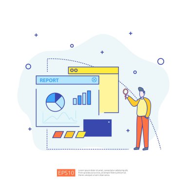 Seo analitiği ve stratejisi için dijital grafik verileri. İstatistik bilgileri, mali denetim raporu belgesi, iş yönetimi konsepti pazarlama araştırması. Infographic için vektör illüstrasyonu