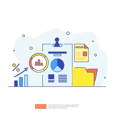 Dijital pazarlama stratejisi konsept vektör çizimi. İş büyümesi grafiği ve grafiği başarıya ulaşıyor. Yatırımdan geri dön Roi ya da karı arttır. Pankart için yükselen finans