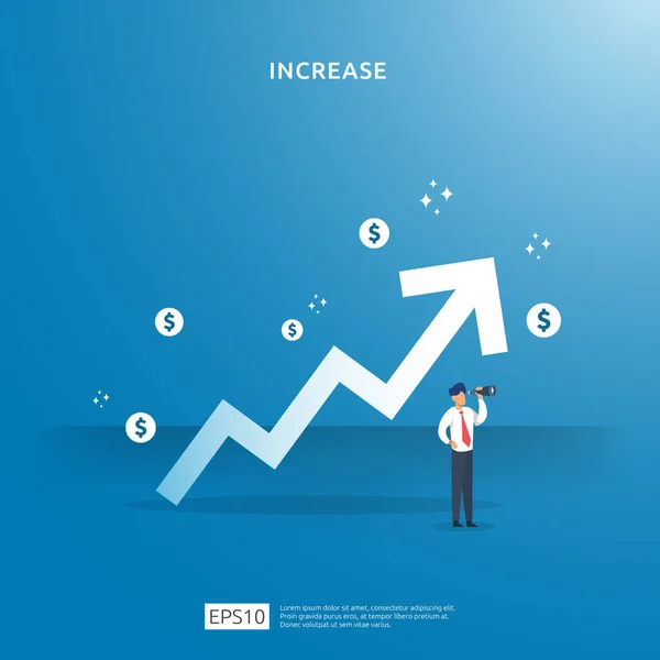 Groei Omhoog Pijl Illustratie Concept Bedrijfswinst Groeit Het Inkomen Salaris — Stockvector