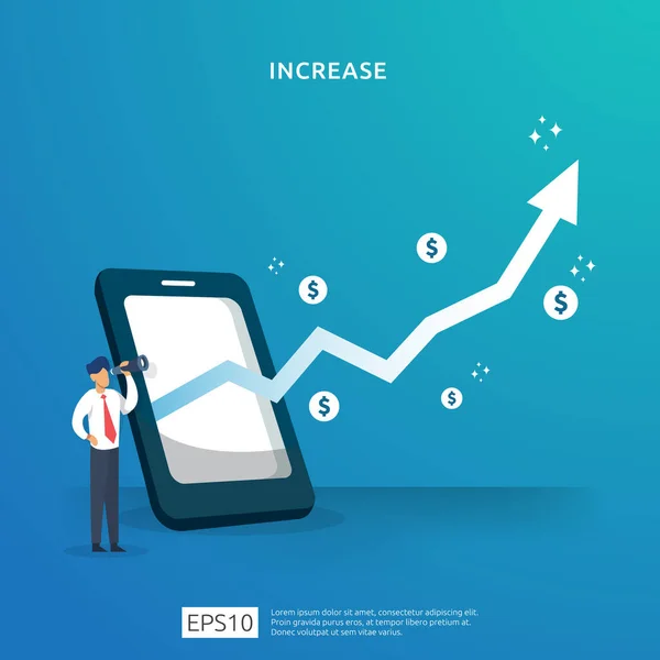 Business Profit Grow Income Salary Rate Increase Growth Arrow People — Stock Vector