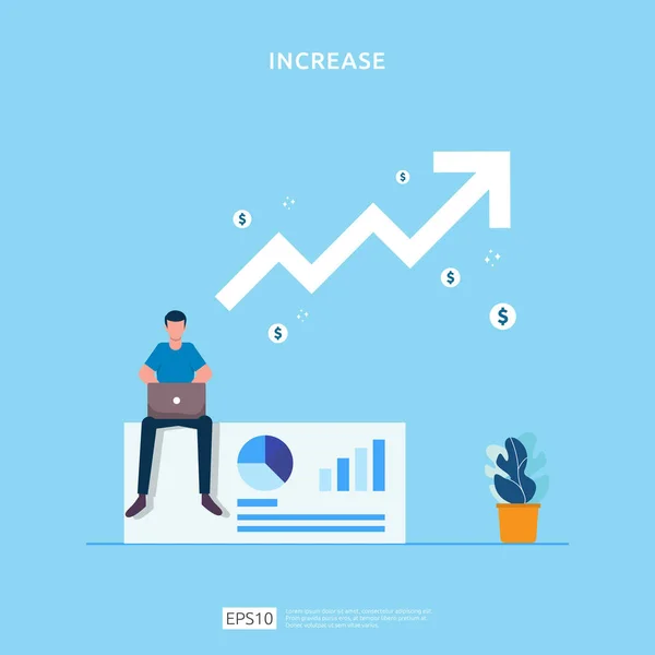 Salary Rate Increase Growth Arrow People Character Business Profit Grow — Stock Vector