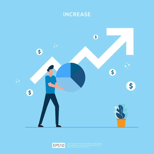 Salary Rate Increase Growth Arrow People Character Business Profit Grow — Stock Vector