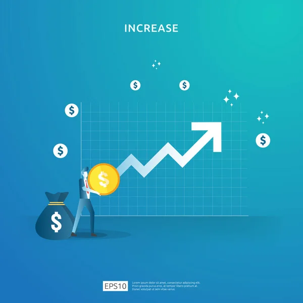 Concept Performance Financière Augmentation Des Bénéfices Des Entreprises Avec Croissance — Image vectorielle