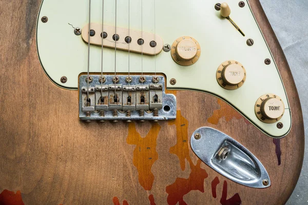 Rusty vintage guitar bridge