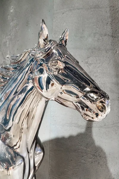 Head of silver horse statue