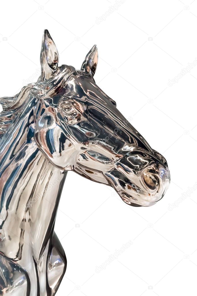 Head of silver horse statue