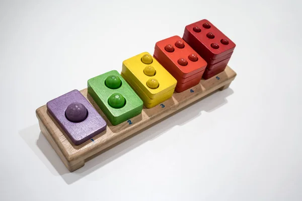 Colorful wooden toy isolated on white — Stock Photo, Image