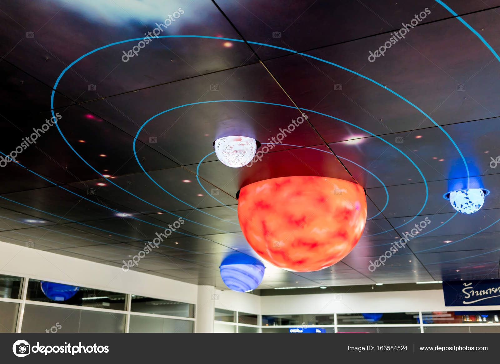 Beautiful Galaxy Design Ceiling Lamp Stock Editorial Photo