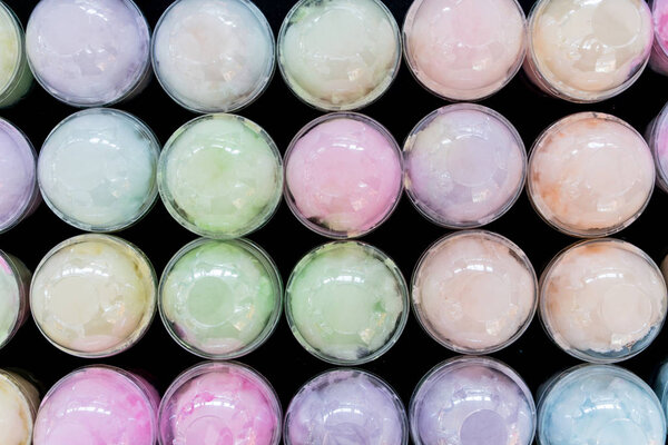 colorful cotton candy in plastic glass package