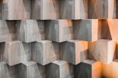 Ahşap küp kutuları soyut geometrik duvar oluşturma 