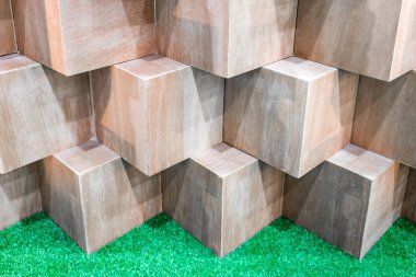 Ahşap küp kutuları soyut geometrik duvar oluşturma 