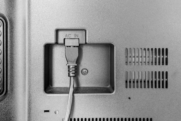 Närbild bild av strömkabeln Anslut till TV ingång — Stockfoto