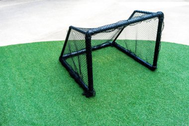 Bir çim Mini siyah futbol ya da futbol gol