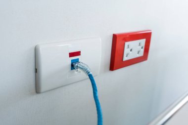 Internet mavi kabloyu tak beyaz ağ prize