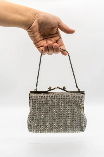 Bolsa de elegância vintage decorada com diamante isolado no whit — Fotografia de Stock