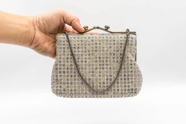 Kézitáska Vintage eleganciával díszített gyémánt elszigetelt Pünkösd — Stock Fotó