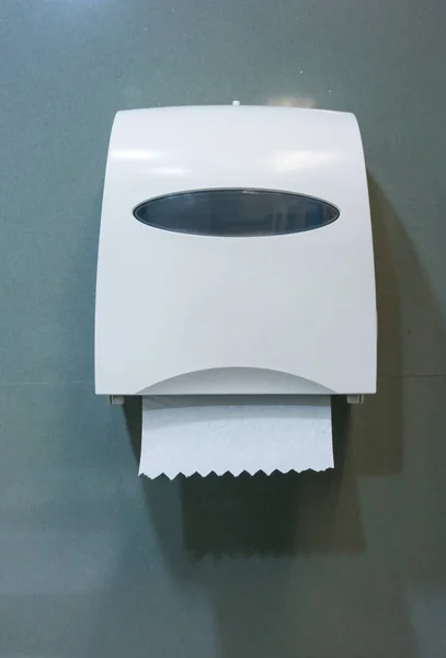 Close up tissue box on toilet room. Sanitation in public place. — Stock Photo, Image