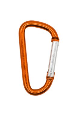Beyaz arka plan üzerinde izole turuncu metal alüminyum ek kanca. 