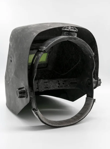 Gebruikte en vuile Auto-donkerder Pro lassen helm zwart geïsoleerd — Stockfoto