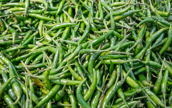 Thai Green Chillies Background,Selective focus. Organic ingredie