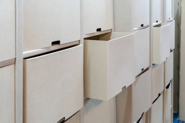Row of cardbaord drawer for interior decoration.