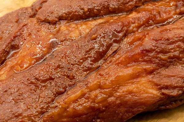 Close Carne Porco Assada Churrasco Vermelho Estilo Chinês Placa Corte — Fotografia de Stock