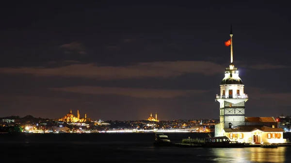 Torre Donzela Península Histórica Istambul Noite — Fotografia de Stock