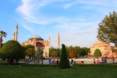 Ayasofya Sunset Time 'da. Ramazan, iftar, kandil, kadir gecesi (laylat al-qadr), İslami yeni yıl, Kurban Bayramı arkaplan fotoğrafı.