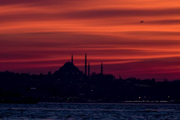 Suleymaniye Τζαμί Στο Ηλιοβασίλεμα Στην Κωνσταντινούπολη — Φωτογραφία Αρχείου