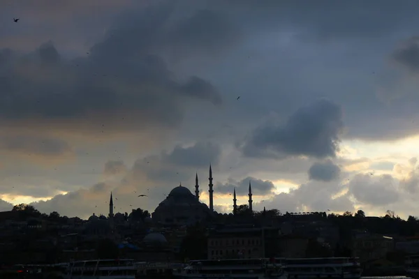 Mešita Suleymaniye Při Západu Slunce Istanbulu — Stock fotografie