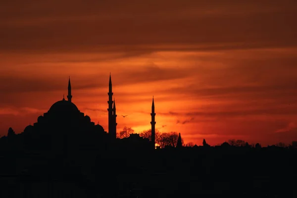 Die Süleymaniye Moschee Bei Sonnenuntergang Istanbul Ramadan Iftar Kandil Kadir — Stockfoto