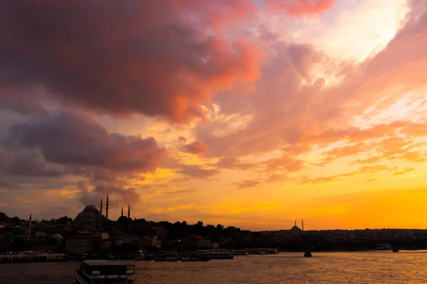 Mešita Suleymaniye Při Západu Slunce Istanbulu — Stock fotografie