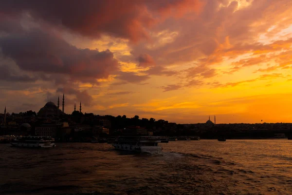 Mešita Suleymaniye Při Západu Slunce Istanbulu — Stock fotografie