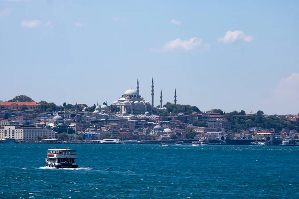Suleymaniye Moskén Och Stadsbilden Istanbul Från Bosporen — Stockfoto