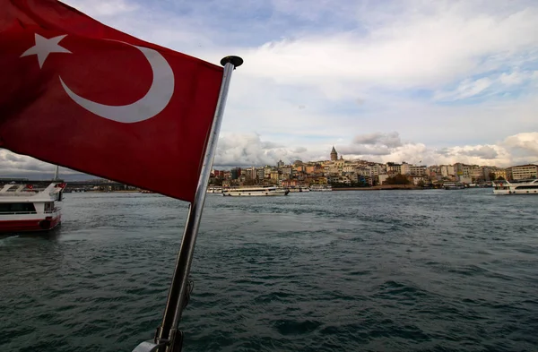 Flag of Turkey on the boat