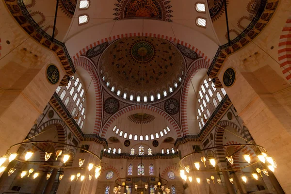 Innenraum Der Süleymaniye Moschee Ramadan Iftar Kandil Kadir Gecesi Laylat — Stockfoto