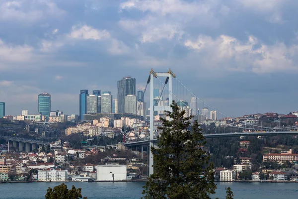 Pont Bosphore Paysage Urbain Istanbul Pendant Journée Depuis Nakkastepe — Photo