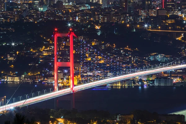 Pont Bosphore Nuit Depuis Camlica Hill — Photo