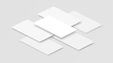 3d perspektif görünüm hareket eden app arabiriminde alay. Boş app ekran. Yatay 9:16 beyaz renk tonu vektör tarafından kolay kullanımlı kullanıcı arayüzü ve kullanıcı tasarım deneyimi için oluşturulan en boy oranı.