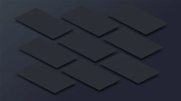 3d perspektif görünüm hareket eden app arabiriminde alay. Boş app ekran. Yatay 9:16 siyah renk tonu vektör tarafından kolay kullanımlı kullanıcı arayüzü ve kullanıcı tasarım deneyimi için oluşturulan en boy oranı.