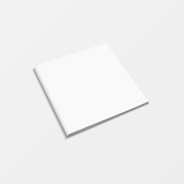 Häfte blank vit färg isolerad på vit bakgrund. 3D mockup boka mall ovanifrån för utskrift design, täcka bok, broschyr, katalog, broschyr, pamflett, lärobok och layout design. Vektorillustration. — Stock vektor