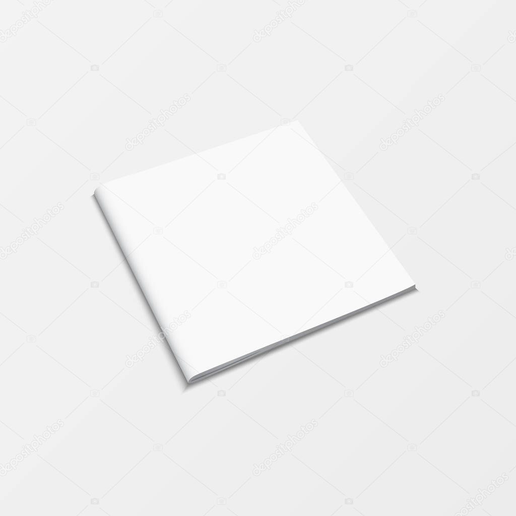 Booklet blank white color isolated on white background. 3d mockup book template top view for printing design, cover book, brochure, catalog, leaflet, pamphlet, textbook and layout design. Vector illustration.