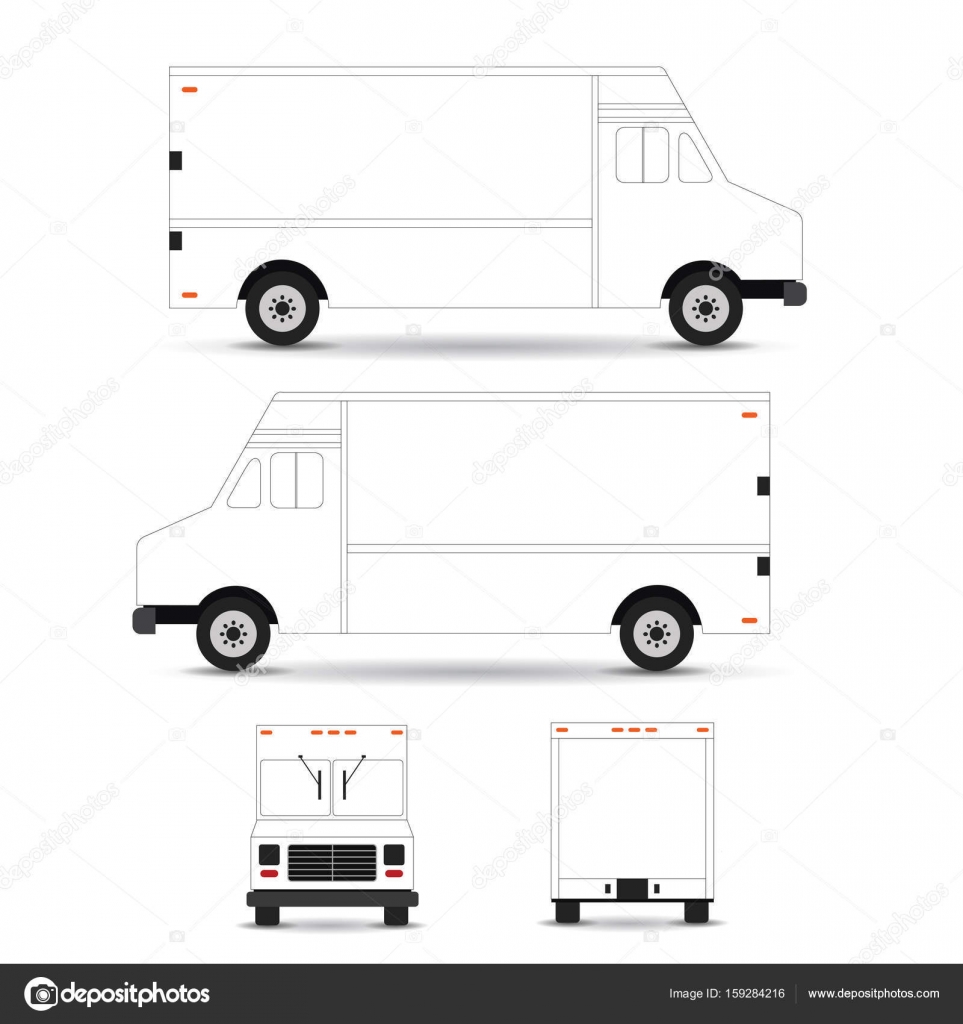 Download Food Truck Vector Template Outline Stroke Isolated On White Background Can Be Used For Corporate Identity And Branding Design Vector Image By C Mokoland Vector Stock 159284216