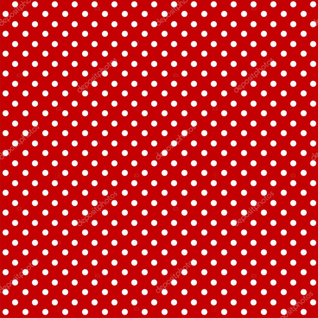 Red and white polka dot pattern seamless
