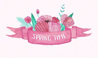 Pastel kurdele suluboya şeklinde çiçeklerle süslenmiş.