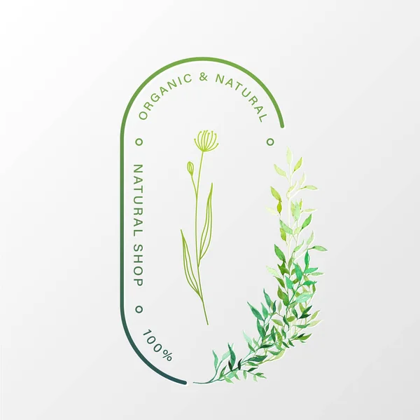 Logo Natural Orgánico Para Branding Identidad Corporativa Packaging Tarjeta Visita — Archivo Imágenes Vectoriales