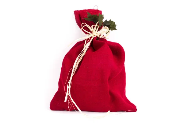 Симпатичный красный мешок с лентой — стоковое фото
